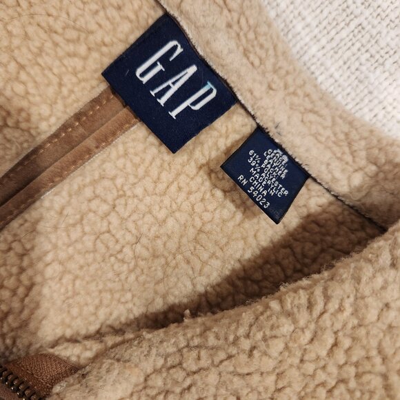 GAP Tan Leather Vintage Jacket - Aviator Bomber Pilot Sheepskin Style - Picture 4 of 10